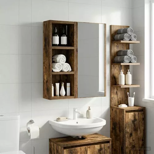  Fürdőszobai faliszekrény Füstölt Tölgy 20 x 10 x 50 cm