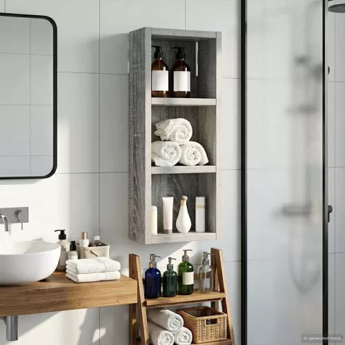  Fürdőszobai faliszekrény Szürke Sonoma 20 x 10 x 50 cm