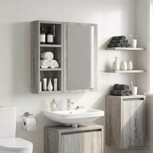  Fürdőszobai faliszekrény Szürke Sonoma 20 x 10 x 50 cm