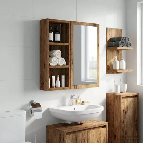  Fürdőszobai faliszekrény Öreg fa 20 x 10 x 50 cm Mérnöki fa