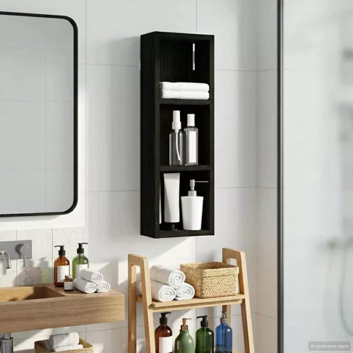  Fürdőszobai faliszekrény Fekete Tölgy 20 x 10 x 60,5 cm