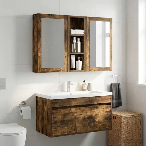  Fürdőszobai faliszekrény Füstölt Tölgy 20 x 10 x 60,5 cm