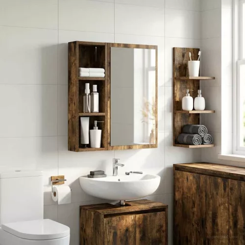  Fürdőszobai faliszekrény Füstölt Tölgy 20 x 10 x 60,5 cm