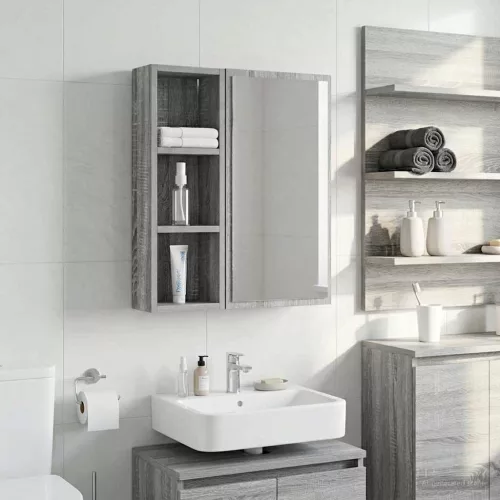 Fürdőszobai faliszekrény Szürke Sonoma 20 x 10 x 60,5 cm
