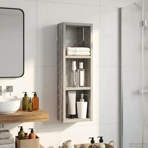  Fürdőszobai faliszekrény Szürke Sonoma 20 x 10 x 60,5 cm