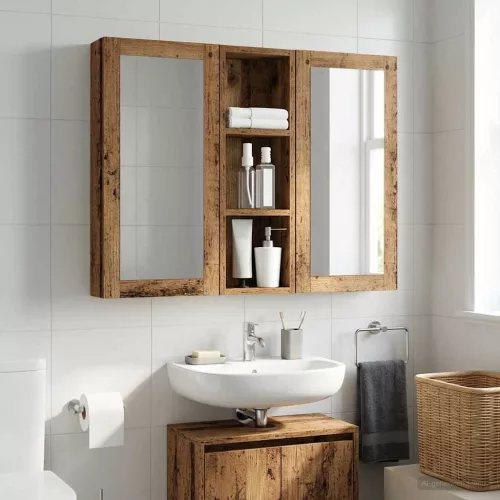  Fürdőszobai faliszekrény Öreg fa 20 x 10 x 60,5 cm Mérnöki fa