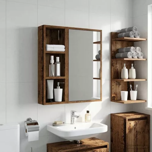  Fürdőszobai faliszekrény Öreg fa 20 x 10 x 60,5 cm Mérnöki fa