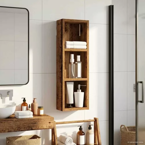  Fürdőszobai faliszekrény Öreg fa 20 x 10 x 60,5 cm Mérnöki fa