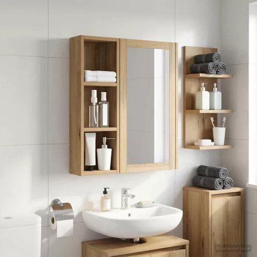  Fürdőszobai faliszekrény Művészi tölgy 20 x 10 x 60,5 cm