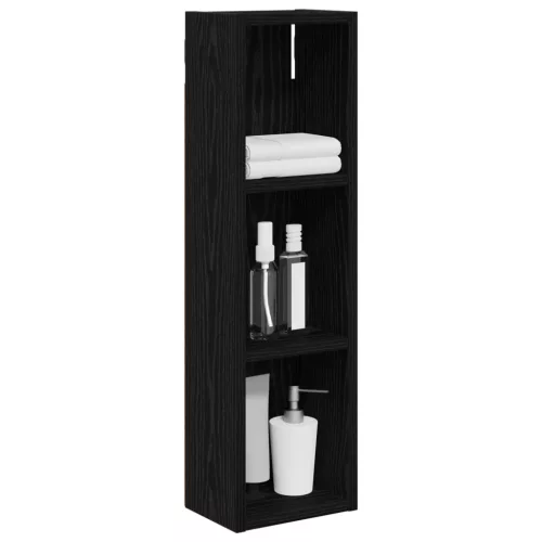  Fürdőszobai faliszekrény polcokkal Fekete Tölgy 20 x 14 x 70 cm