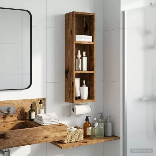  Fürdőszobai faliszekrény Öreg fa 20 x 14 x 70 cm Mérnöki fa