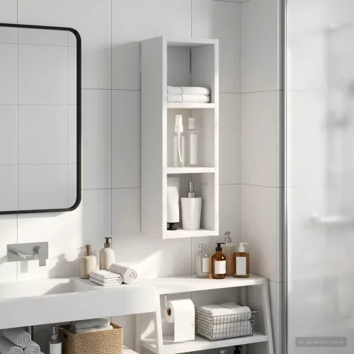  Fürdőszobai faliszekrény Fehér 20 x 16 x 62,5 cm Mérnöki fa