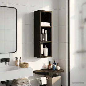  Fürdőszobai faliszekrény Fekete Tölgy 20 x 16 x 62,5 cm