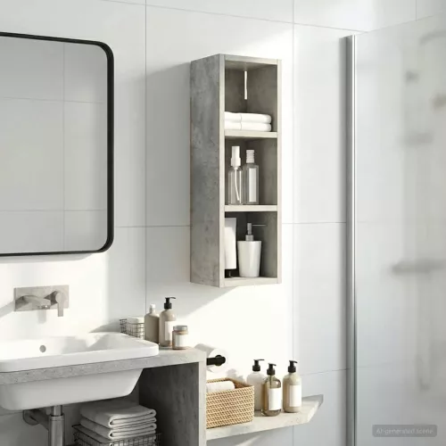  Fürdőszobai faliszekrény Beton Szürke 20 x 16 x 62,5 cm