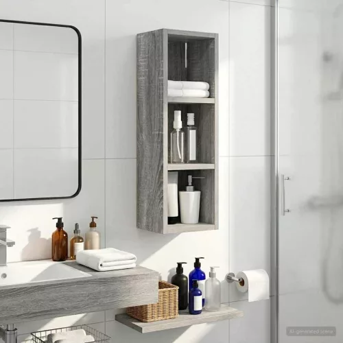  Fürdőszobai faliszekrény Szürke Sonoma 20 x 16 x 62,5 cm