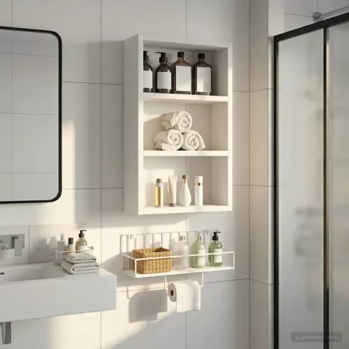  Fürdőszobai faliszekrény Fehér 30 x 10 x 50 cm Mérnöki fa