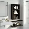  Fürdőszobai faliszekrény polcokkal Fekete Tölgy 30 x 10 x 50 cm