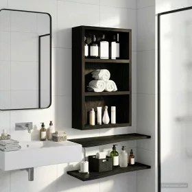    Fürdőszobai faliszekrény polcokkal Fekete Tölgy 30 x 10 x 50 cm