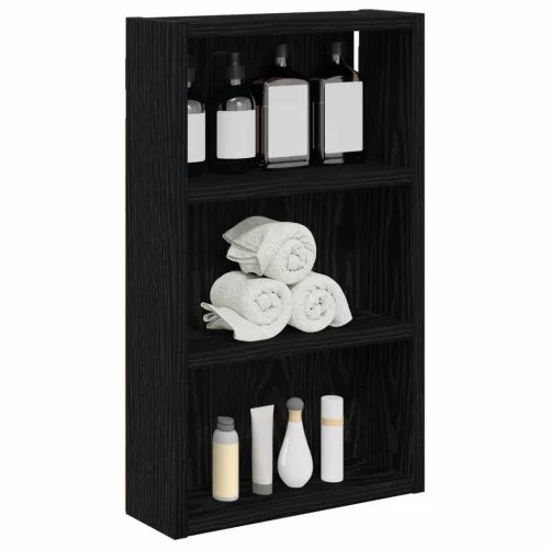  Fürdőszobai faliszekrény polcokkal Fekete Tölgy 30 x 10 x 50 cm