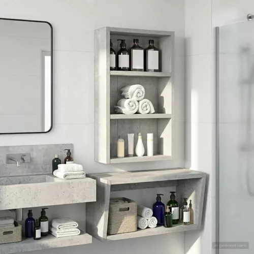  Fürdőszobai faliszekrény polcokkal Beton Szürke 30 x 10 x 50 cm