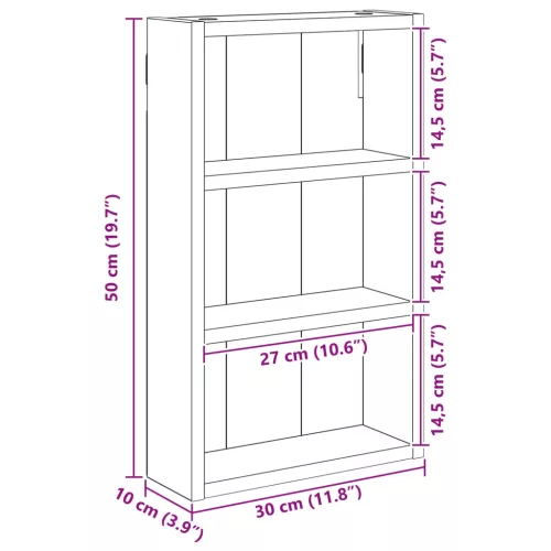  Fürdőszobai faliszekrény polcokkal Beton Szürke 30 x 10 x 50 cm