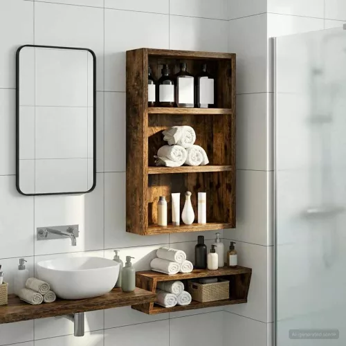  Fürdőszobai faliszekrény Füstölt Tölgy 30 x 10 x 50 cm