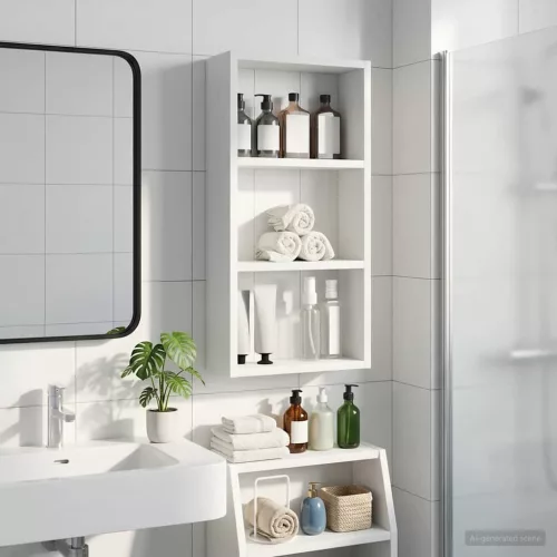  Fürdőszobai faliszekrény Fehér 30 x 10 x 60,5 cm Mérnöki fa