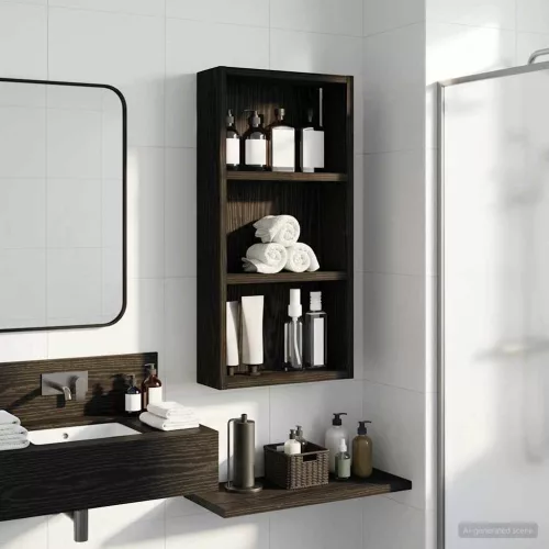  Fürdőszobai faliszekrény Fekete Tölgy 30 x 10 x 60,5 cm
