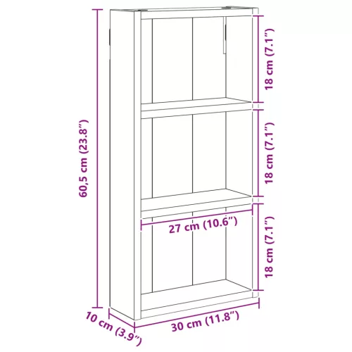  Fürdőszobai faliszekrény Sonoma tölgy 30 x 10 x 60,5 cm