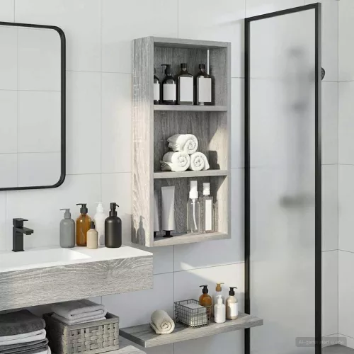  Fürdőszobai faliszekrény Szürke Sonoma 30 x 10 x 60,5 cm
