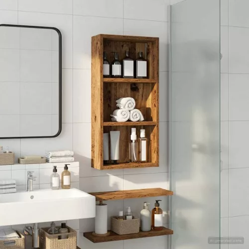  Fürdőszobai faliszekrény Öreg fa 30 x 10 x 60,5 cm Mérnöki fa