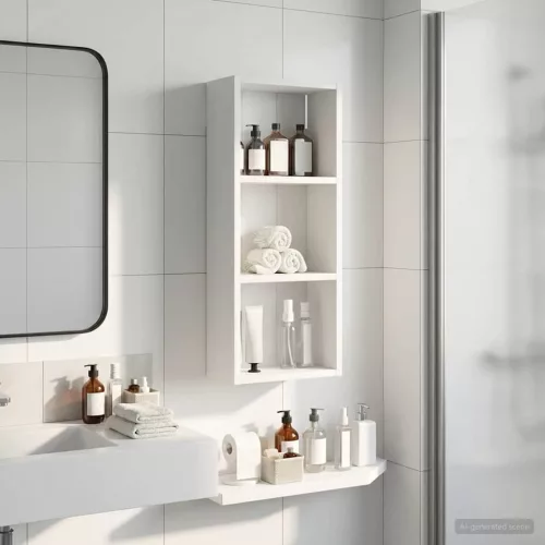  Fürdőszobai faliszekrény Fehér 30 x 14 x 70 cm Mérnöki fa