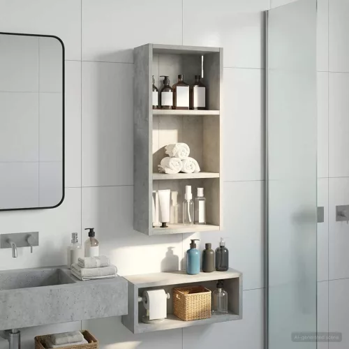  Fürdőszobai faliszekrény polcokkal Beton Szürke 30 x 14 x 70 cm