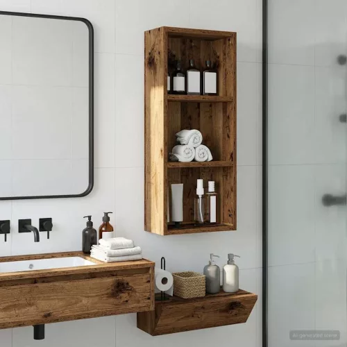  Fürdőszobai faliszekrény Öreg fa 30 x 14 x 70 cm Mérnöki fa