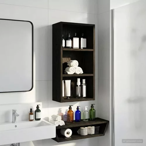  Fürdőszobai faliszekrény Fekete Tölgy 30 x 16 x 62,5 cm