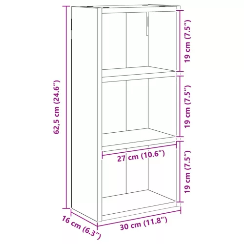  Fürdőszobai faliszekrény Beton Szürke 30 x 16 x 62,5 cm