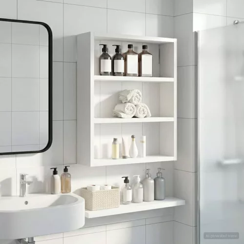  Fürdőszobai faliszekrény Fehér 40 x 10 x 50 cm Mérnöki fa