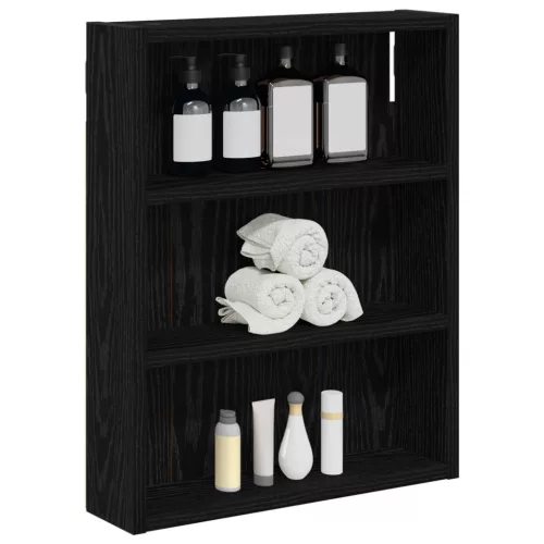  Fürdőszobai faliszekrény polcokkal Fekete Tölgy 40 x 10 x 50 cm