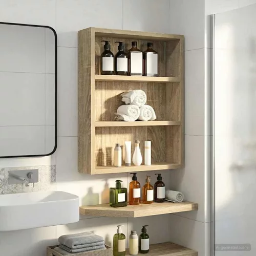  Fürdőszobai faliszekrény polcokkal Sonoma tölgy 40 x 10 x 50 cm