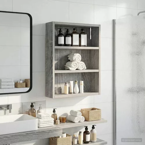  Fürdőszobai faliszekrény Szürke Sonoma 40 x 10 x 50 cm