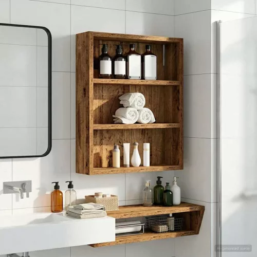  Fürdőszobai faliszekrény Öreg fa 40 x 10 x 50 cm Mérnöki fa