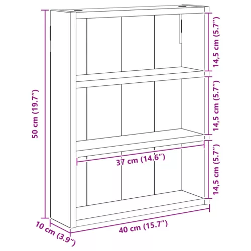  Fürdőszobai faliszekrény Művészi tölgy 40 x 10 x 50 cm