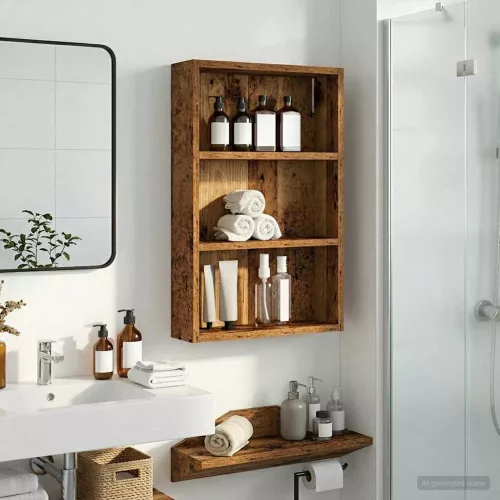  Fürdőszobai faliszekrény Öreg fa 40 x 10 x 60,5 cm Mérnöki fa