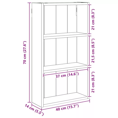  Fürdőszobai faliszekrény Fehér 40 x 14 x 70 cm Mérnöki fa