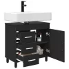  Fürdőszobai pult mosdóval Fekete 60 x 35 x 60 cm Mérnöki fa