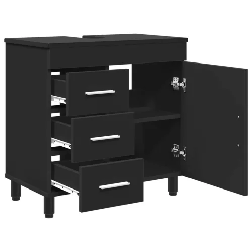  Fürdőszobai pult mosdóval Fekete 60 x 35 x 60 cm Mérnöki fa