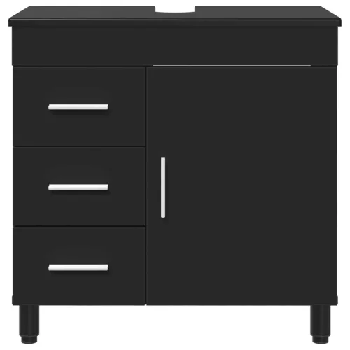  Fürdőszobai pult mosdóval Fekete 60 x 35 x 60 cm Mérnöki fa