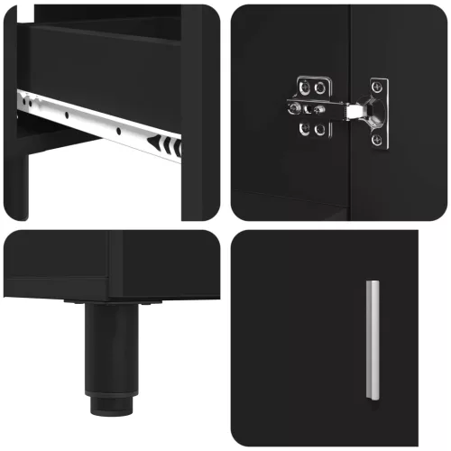  Fürdőszobai pult mosdóval Fekete 60 x 35 x 60 cm Mérnöki fa