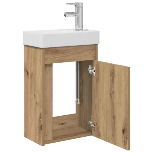  Fürdőszobai mosdó szekrény mosdóval Kézműves tölgy Mérnöki fa