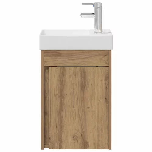  Fürdőszobai mosdó szekrény mosdóval Kézműves tölgy Mérnöki fa